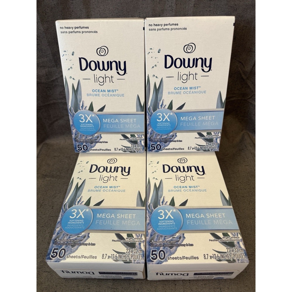 Downy Light ~ Mega Dryer Sheets ~ Fabric Softener ~ Ocean Mist ~ LOT